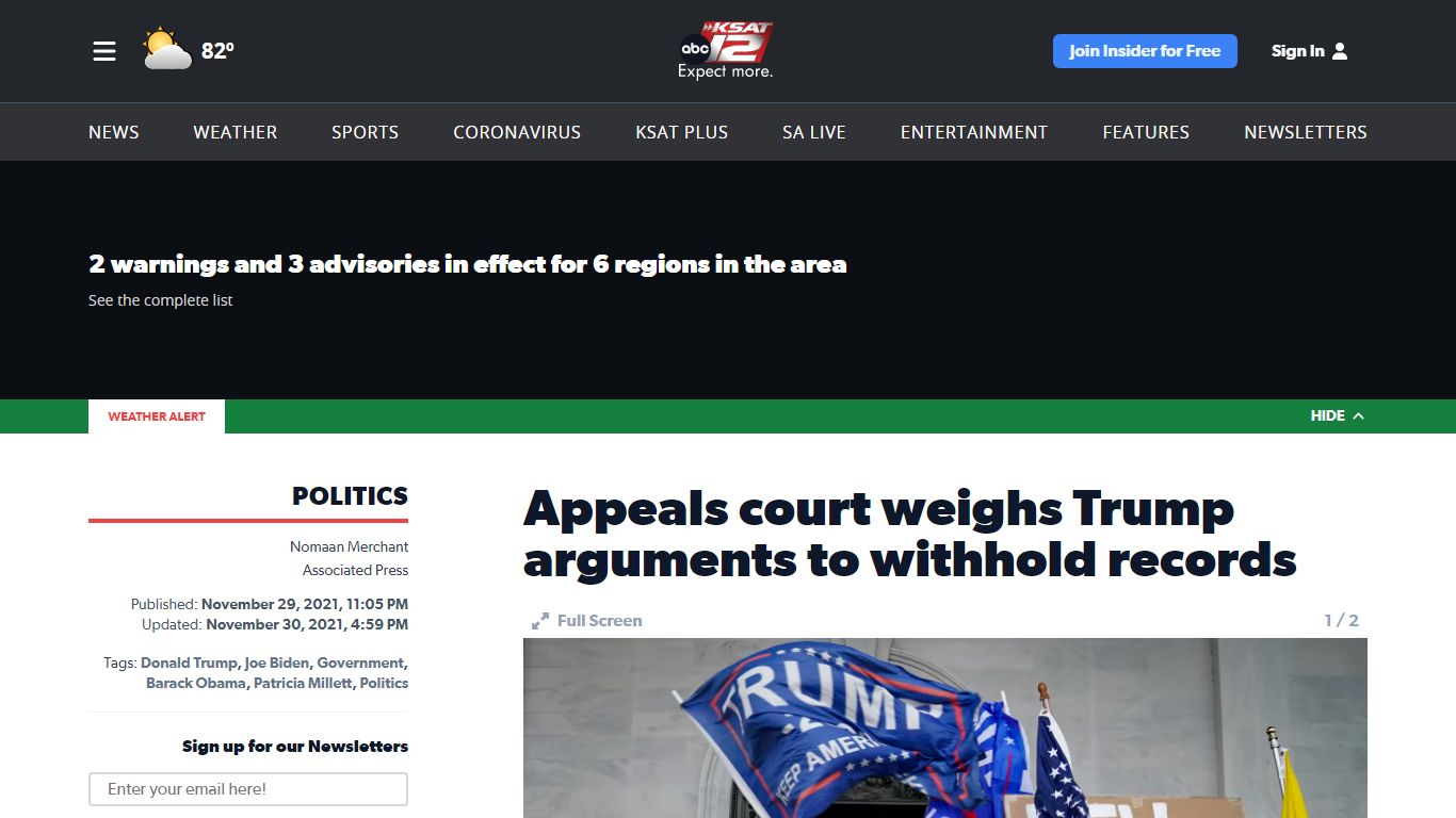 Appeals court weighs Trump arguments to withhold records